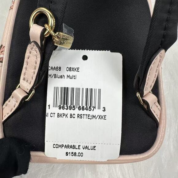COACH Mini Court Backpack Bag Charm W/ Rosette Print Blush Multi CAA68 Last One! - Picture 7 of 8